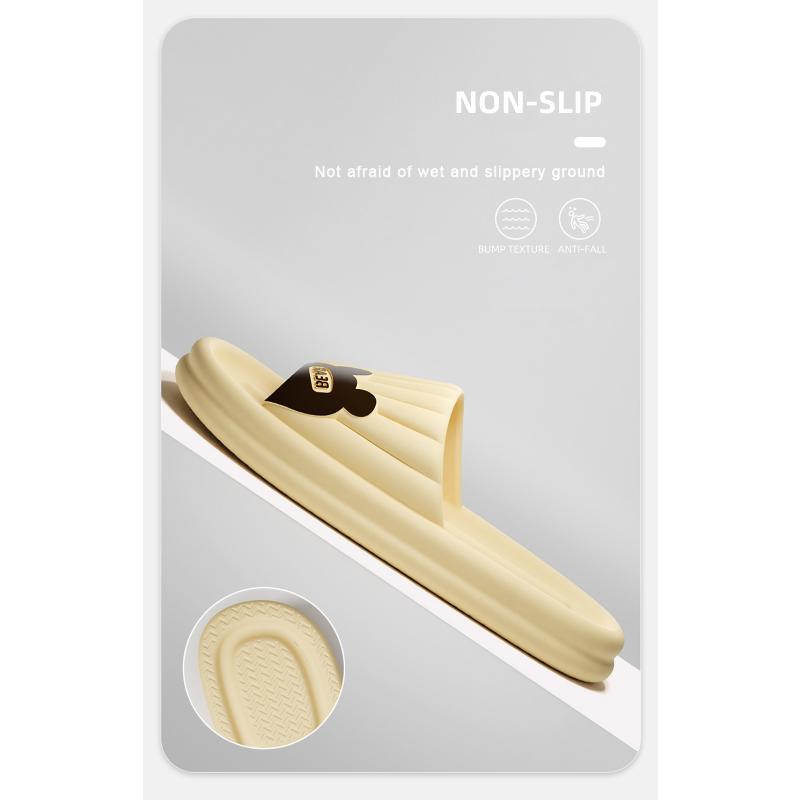 Cartoon Bär Sommer Männer Hausschuhe Nicht Slip Bad Hause Boden Flache Damen Schuhe Dicken Boden Rutschen