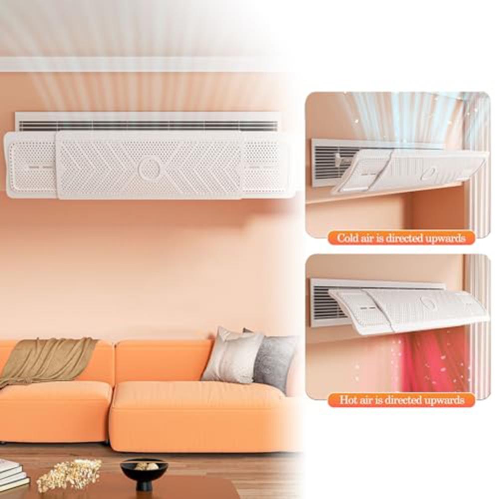 Air Vent Deflector 43x20x4cm Plastic White Retractable From 60 Cm (23.6 In) To 94 Cm (37 In) 180° Adjustable Air Conditioner