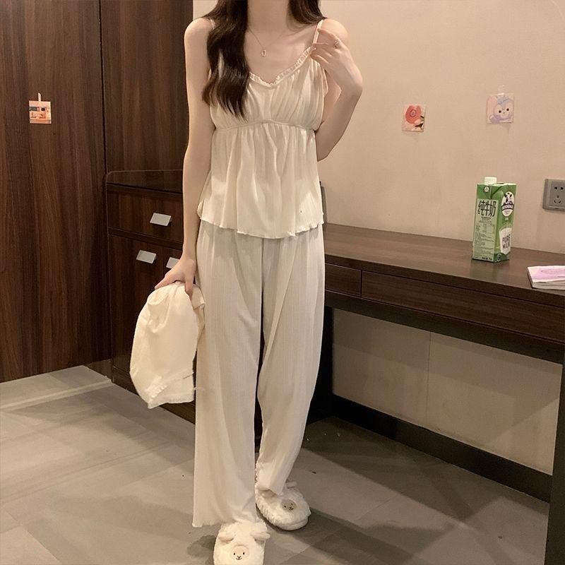 Hot-Selling 2024 Women's Long Sleeve Floral Pajama Set - Sexy Spring & Autumn Three-Piece with Chest Pads