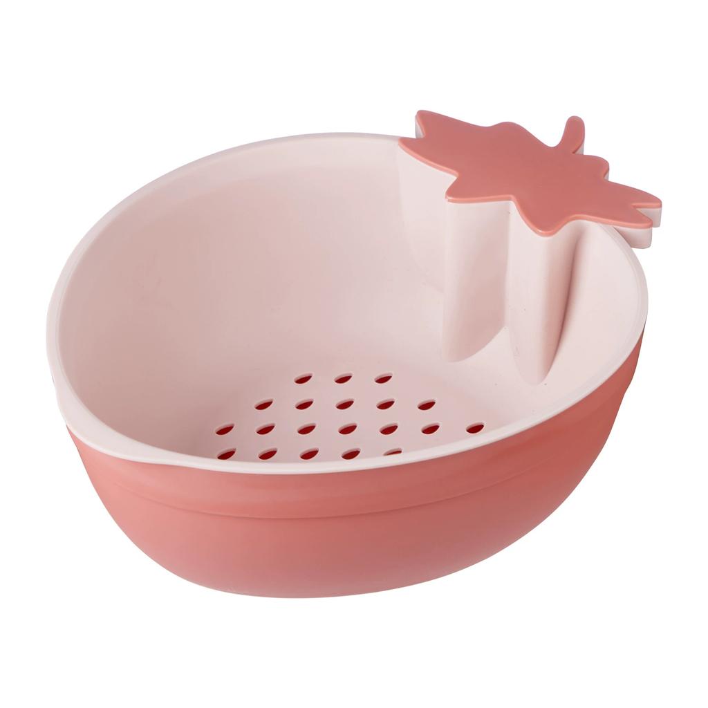 Household Water Fruit Basket Double Layer Strawberry Shaped Drainage Basket Storage Basket Kitchen Cleaning Tools