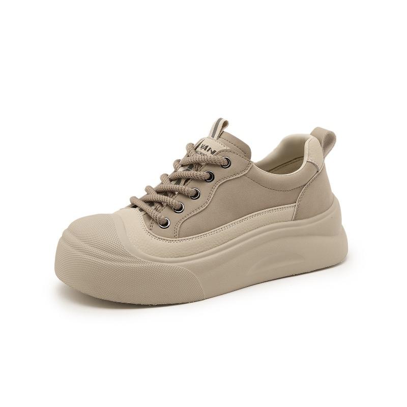 

2566 кожаная женская обувь осень новая обувь на толстой подошве в виде маффина с внутренней платформой, спортивная и повседневная обувь 34 абрикосовый