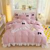 Class A Maternal And Infant Grade Girl Wind Princess Wind Seersucker Bed 4Pcs Set Of Bubble Cotton Lace Four Pieces