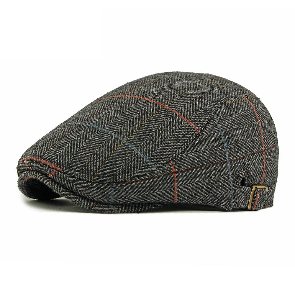 Autumn Winter Velvet Warm Peaked Cap Men's Wool Beret British Vintage Middle-Aged and Elderly Forward Cap