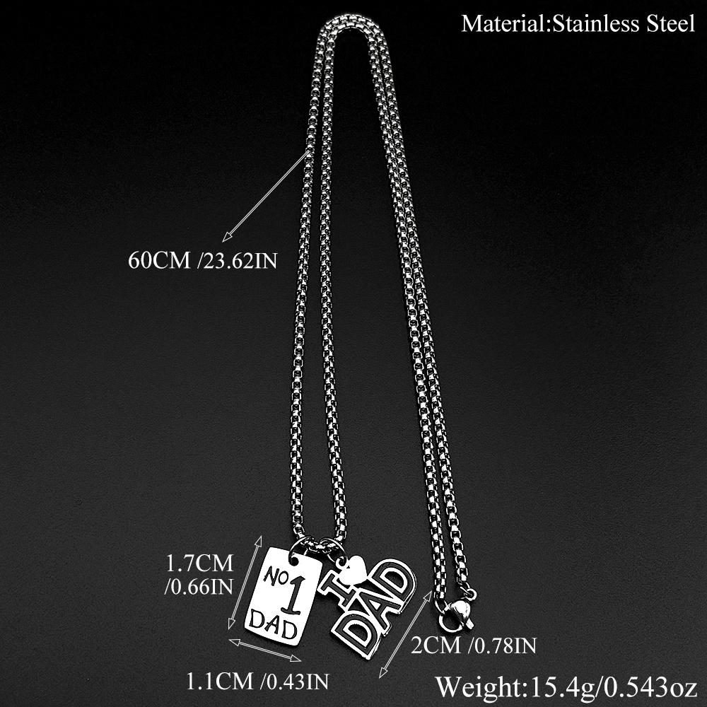 I Love Dad Father Day Gift Chain Stainless Steel Silver Color No.1 Dad Dog Tag Birthday Show Love Pendant Necklace Jewelry