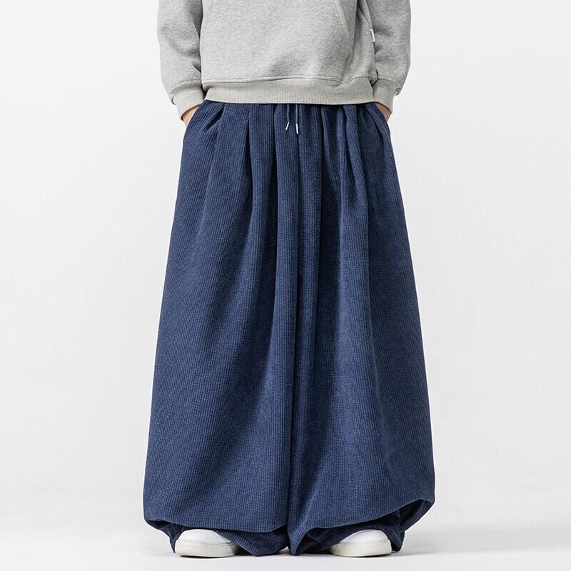 Spring New Large-size Chinese Style Loose Wide-leg Pants Japanese Corduroy Straight Harem Pants Men