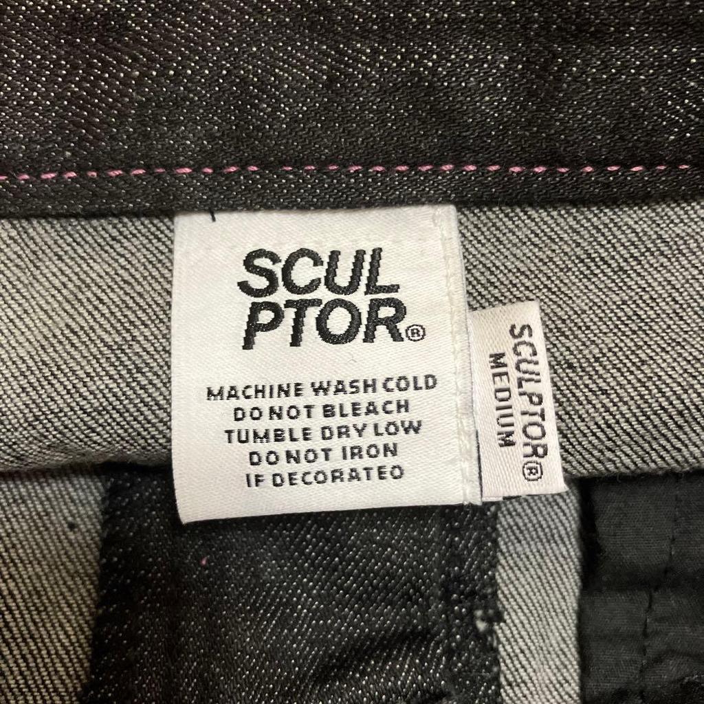 [USED] SCULPTOR Denim Mini Skirt In Black and Gray, Size M