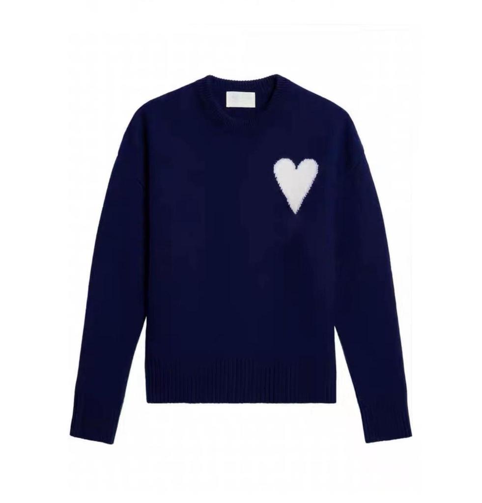 AMI 2024 Autumn/Winter Macaron Love Jacquard Unisex Thick Knit Sweater