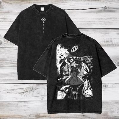 Jujutsu Kaisen Geto Suguru T-shirt Manga Grafisch T-shirt Vintage Gewassen T-shirts Korte Mouw Katoen Zacht T-shirt Mannen Vrouwen Kleding