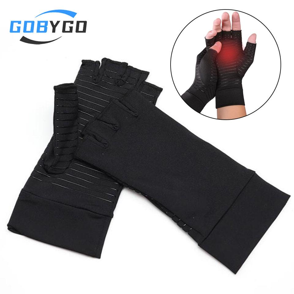 1Pair Anti-Slip Fitness Gloves Half Finger Copper Fiber Compression for Sports Driving Riding Fishing Nursing S