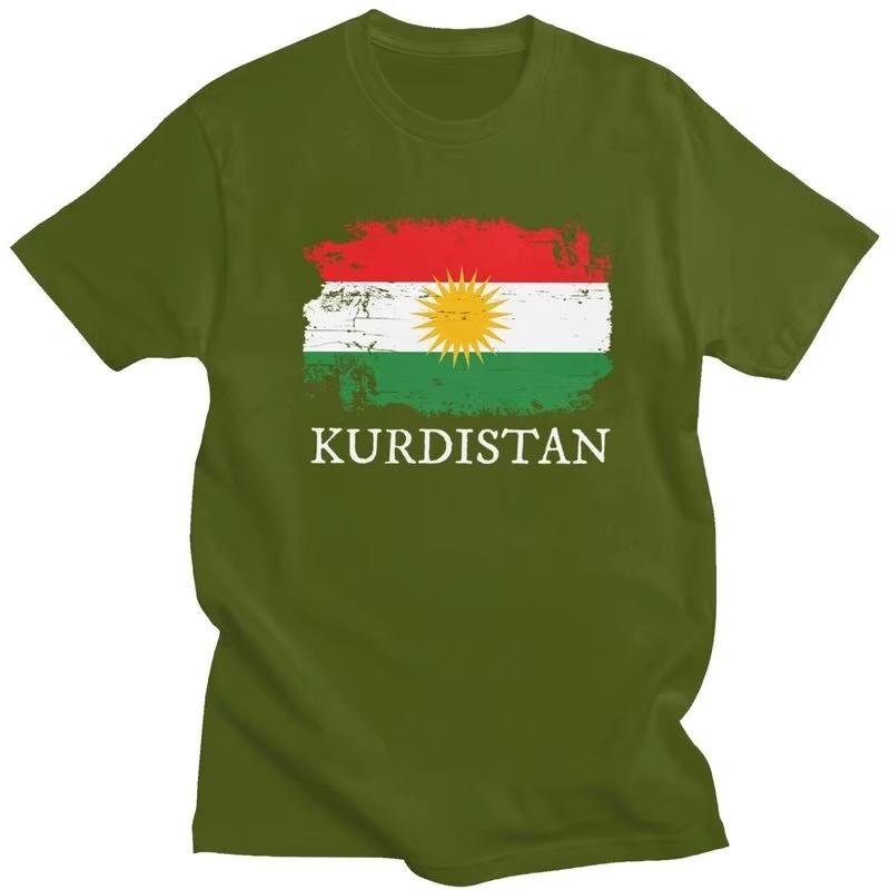 Kurdistan Flag Print T-Shirt Unisex Short Sleeve Cotton Casual Streetwear Tee