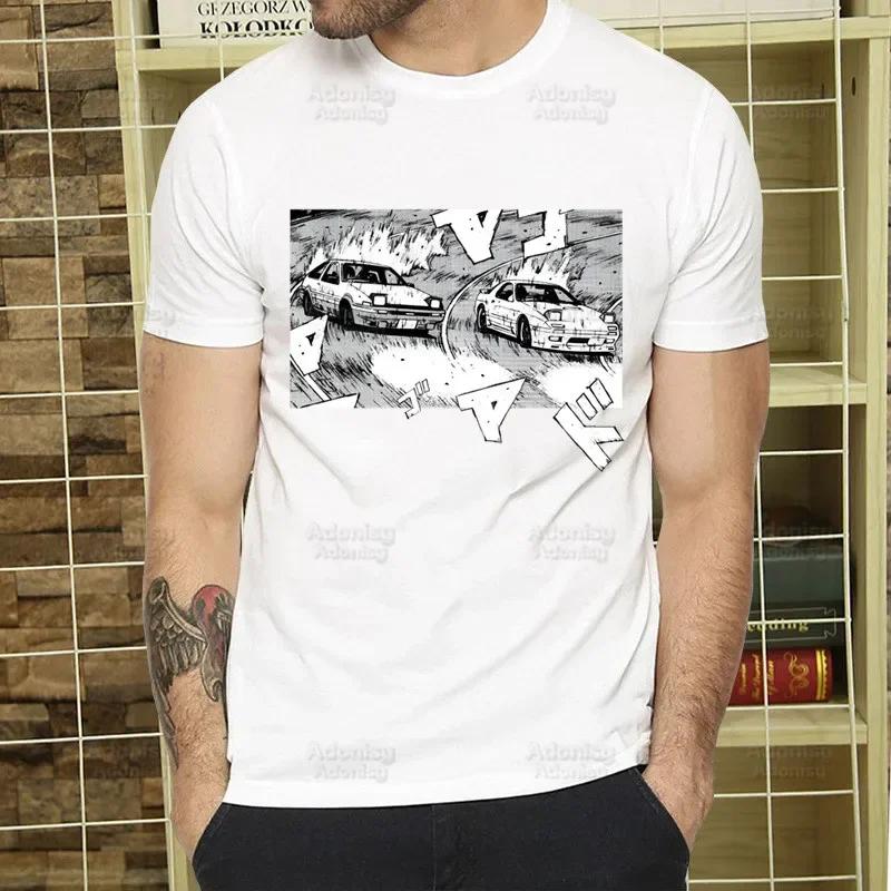 Initial D T Shirt Men Retro Washed Tops Tees Harajuku AE86 Drift Tshirt Hip Hop Male Fujiwara Tofu JDM Japanese T-shirts