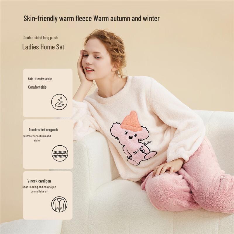

Women s Thickened Plush Loungewear Set