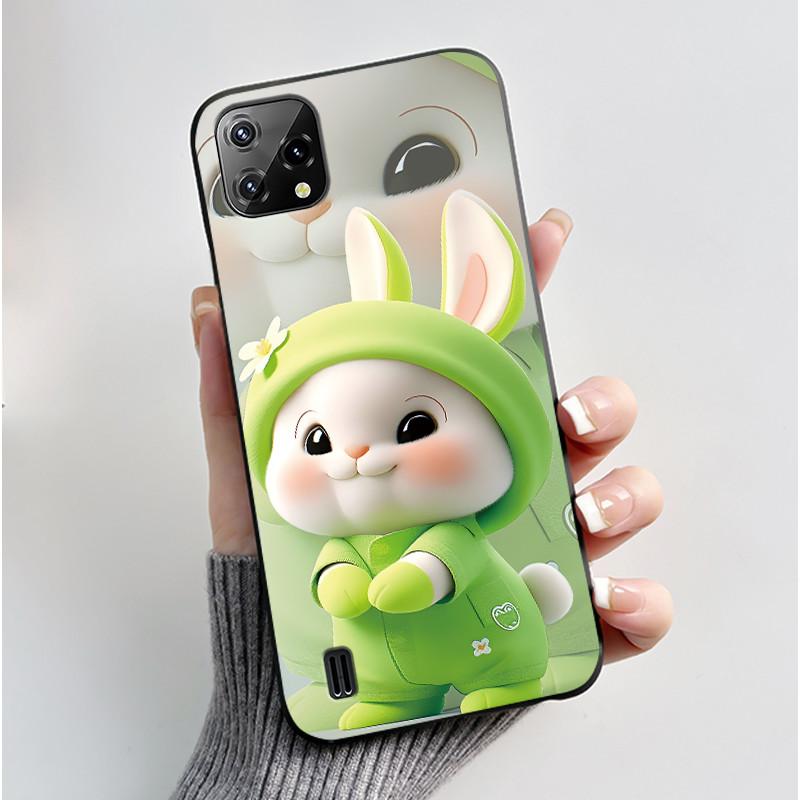 For Blackview A55 Case Oscal C60 Back Cover Luxury Cute Love Rabbit Funny Pattern Black TPU Soft Silicone Protective Phone Case