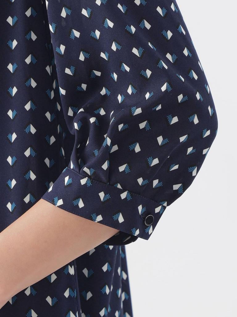 Transwork Washable Spirit Geometric Print Dress Size 40 Blue U1J03510__ (20)