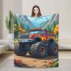 Monster Trucks Car Loves Warm Soft Blanket  Girls Boys Plush Throw Blanket Fashion Living Room Flannel Bedspread Sofa Bed Cover