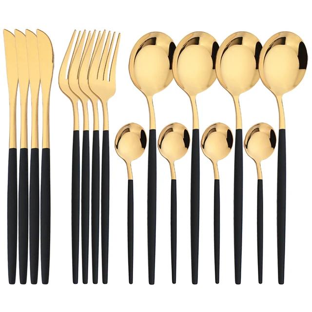 24Pcs Green Gold Dinnerware Stainless Steel Cutlery Set Knife Fork Tea Spoon Dinner Flatware Set Kitchen Silverware Tableware