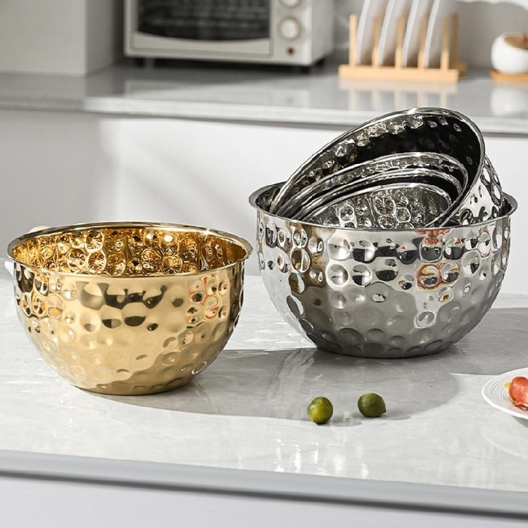 Heavy Duty 304 Nonrust Steel Hammered Salad Tray Serving Bowl Suitable For Family Gatherings And Outdoor Picnics