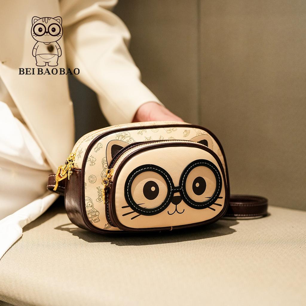 New Niche Design Cartoon Cat Small Round Bag Cute and Fashionable Crossbody Shoulder Bag