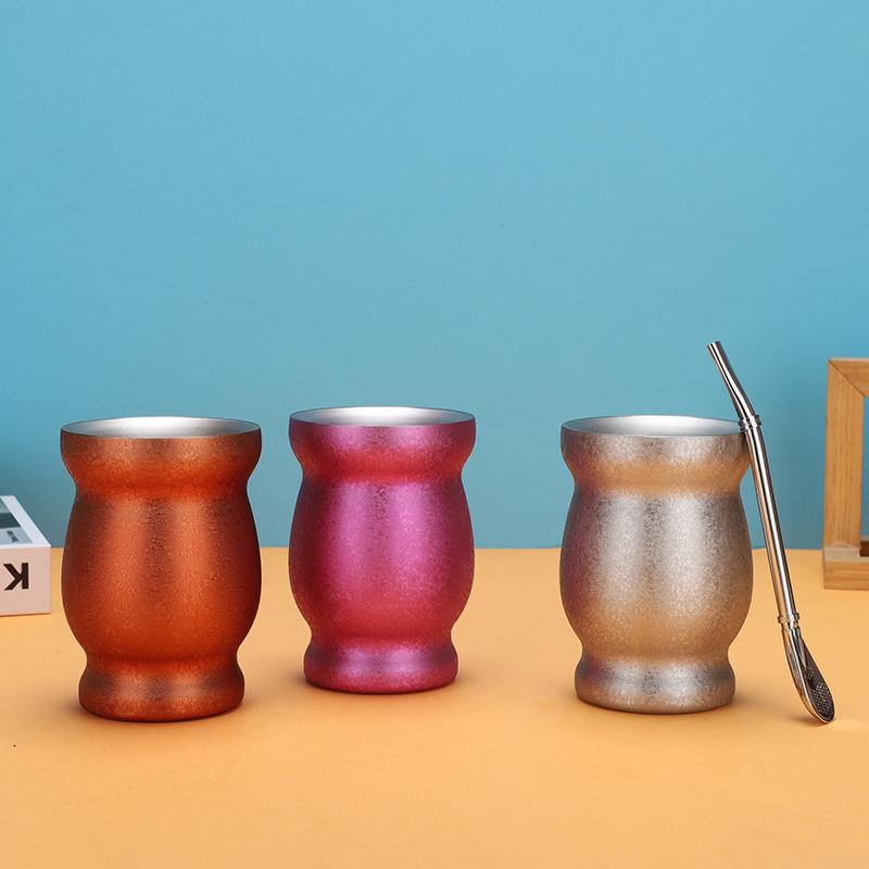 Tazza per Mate Argentina in Acciaio Inossidabile 304 da 8 oz con Cannuccia Cucchiaio