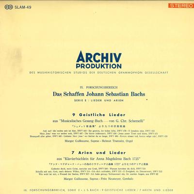 Disc LP MARGOT GUILLEAUME, HELMUT TRAMNITZ, - Bach 9 Cântece Spirituale / 7 Arii SLAM49 ARCHIV Japonia Muzică Clasică Folosit