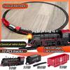 Electric Train Track Set with Lights Sound Retro Simulation Rail Car Model Children Railway Toys Kids Christmas Gift