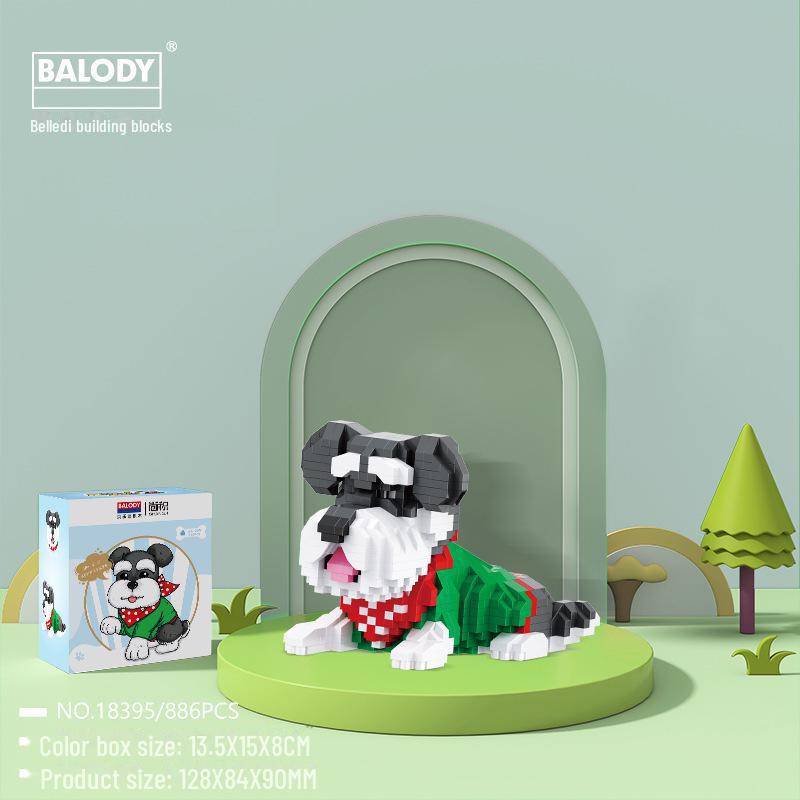 Husky & Schnauzer Toy Building Blocks - Cute Pet Dog Assembly Set for Kids