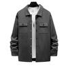 Men's Snap‑Button Shirt Jacket, Point Collar, Dual Chest Flap Pockets, Long Sleeve, Soft Knit Lightweight Casual Shacket Overshirt for Men