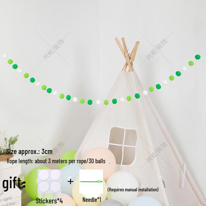 Children’s Room Pompon Bunting Decoration - Birthday Party Tent Backdrop Ornament