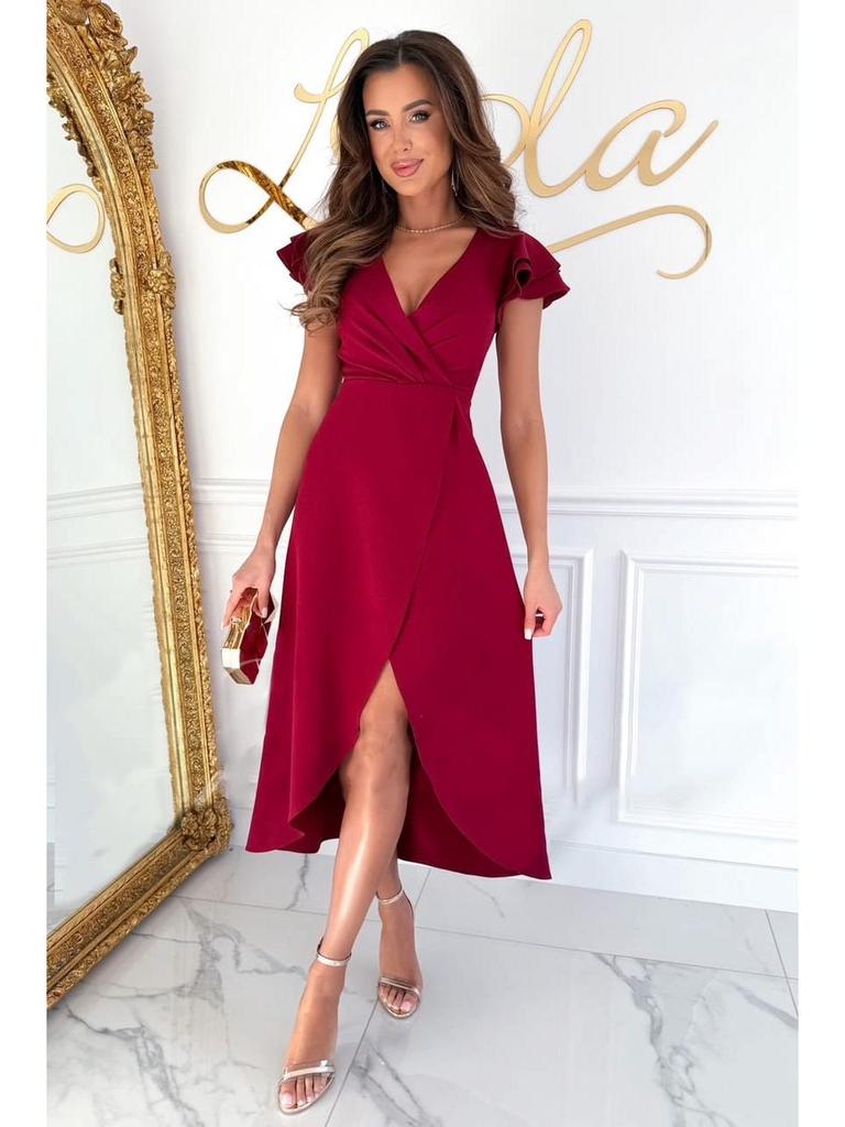 2025 Summer V-neck Waist-cinching Ruffle Sleeve Dress