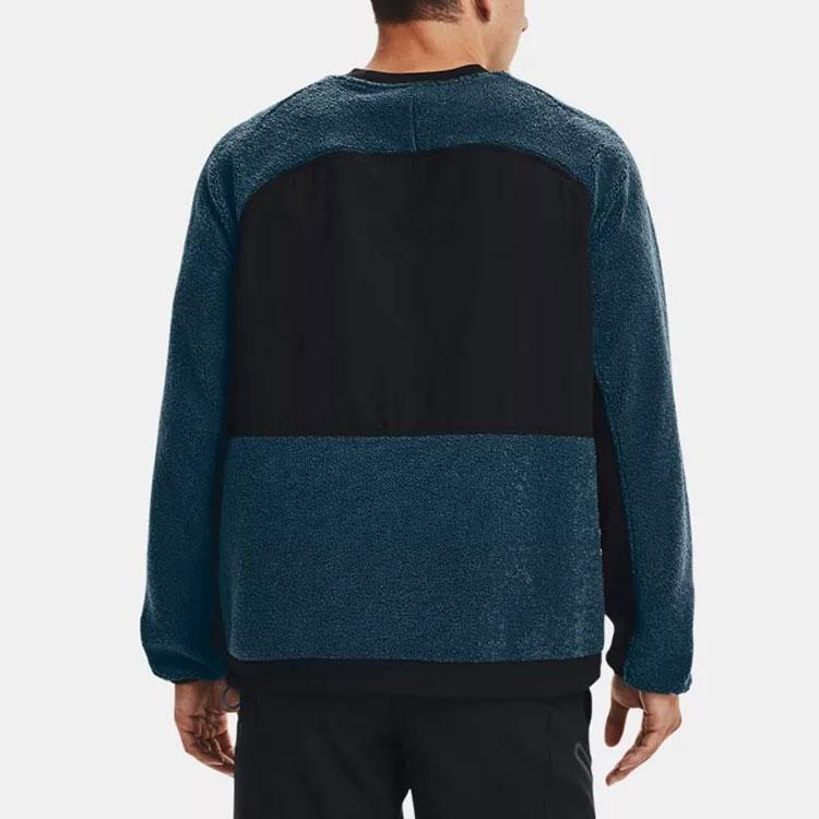 Under Armour Mission Boucle Color Block Crew Neck Training Sweatshirt With Front Zipper Pocket Men sweatshirt Blue 1366093-413
