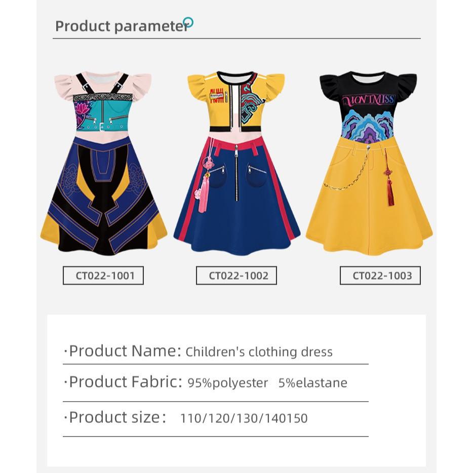 Dětské Dívčí Anime Kreslené 3D Digitálně Tištěné Šaty Halloweenské Cosplay Kostýmy