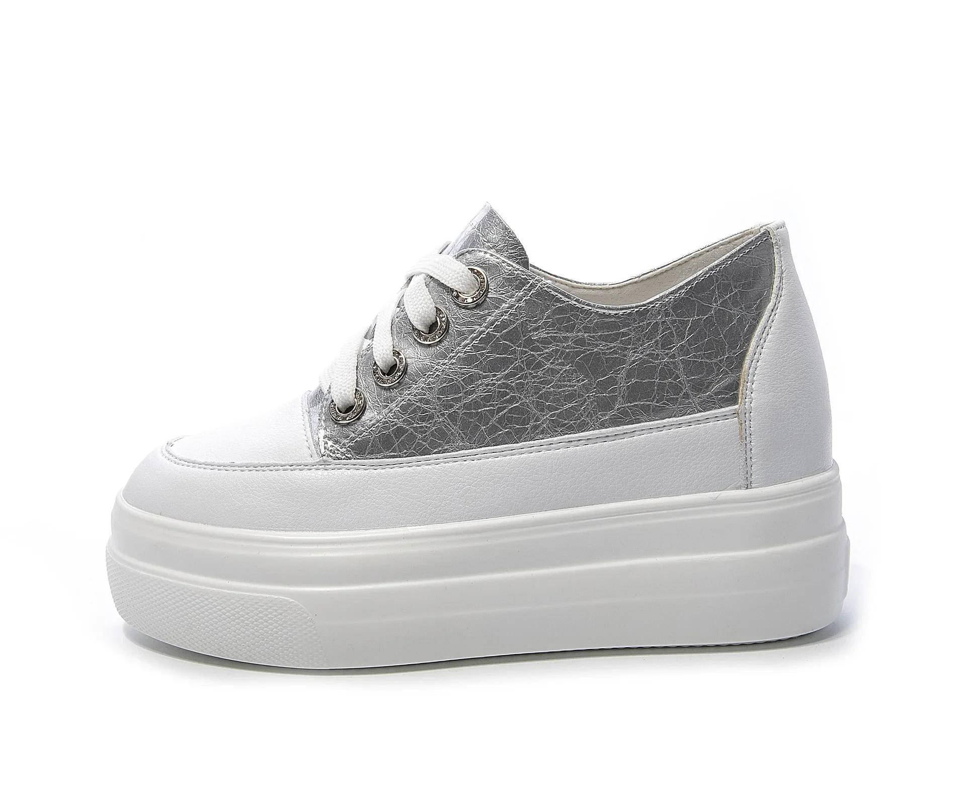 

Модные 8 см новые кроссовки из натуральной кожи на платформе весна-осень, повседневные, скрытые, женские, вулканизированные, удобные, летние, разноцветные туфли 42 42