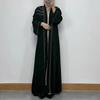 F323 Cross-Border Foreign Trade Women Clothes Long Dress Dubai Embroidery Lace Nail Pearl Cardigan Robe In Stock Ethnic Style
