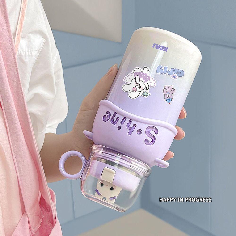 

With Lifting Rope Cartoon Bears Vacuum Cup 316 Stainless Steel Children Vacuum Cup Boys and Girls рожевий