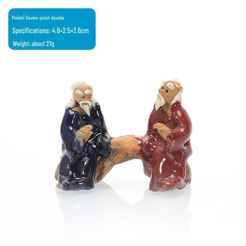 Decorative Ceramic Old Man Figure for Fish Tank Bonsai and Micro Landscape