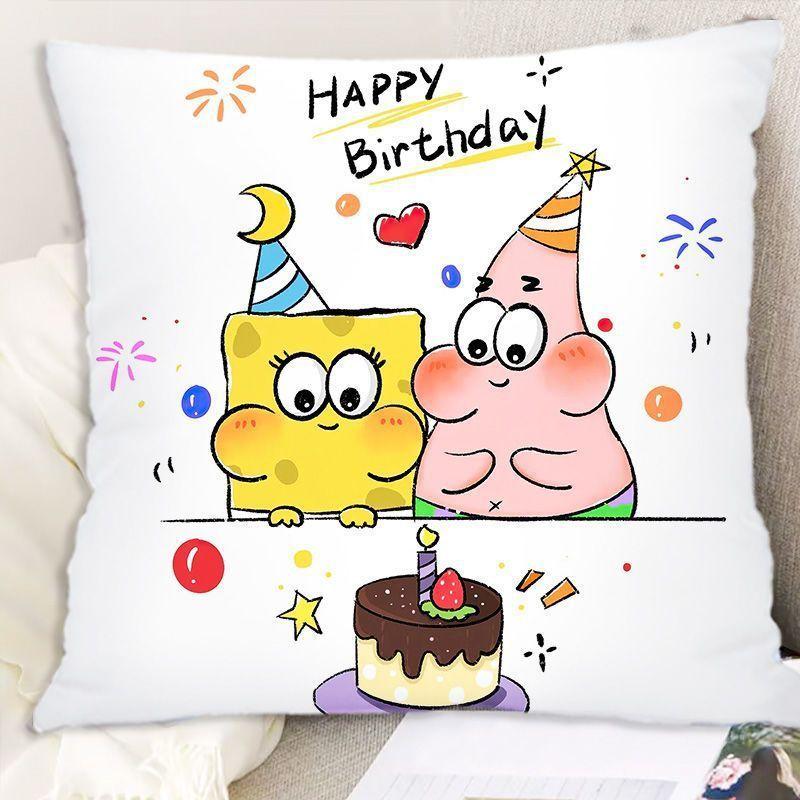 New Double-sided Pillow with Happy Birthday Text for Students To Use As A Pillow To Give Their Girlfriends A DIY Gift