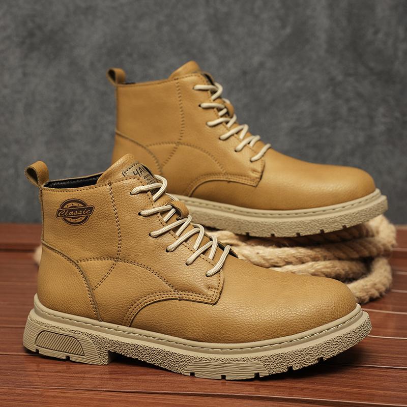 Hot-selling Men Leather Ankle Boots Four Seasons High Top Shoe Outdoor Casual Hiking Boots Retro Motocross Boots Anti-slip Botas