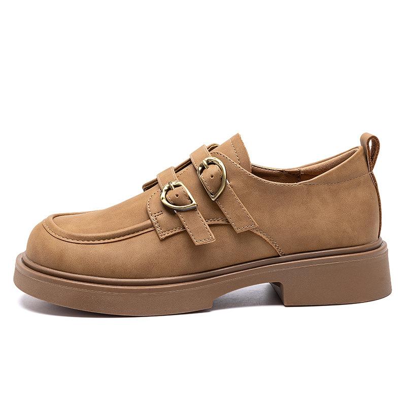 Augustine loafers women's autumn 2025 new retro thick heel single shoes Japanese British style jk small leather shoes