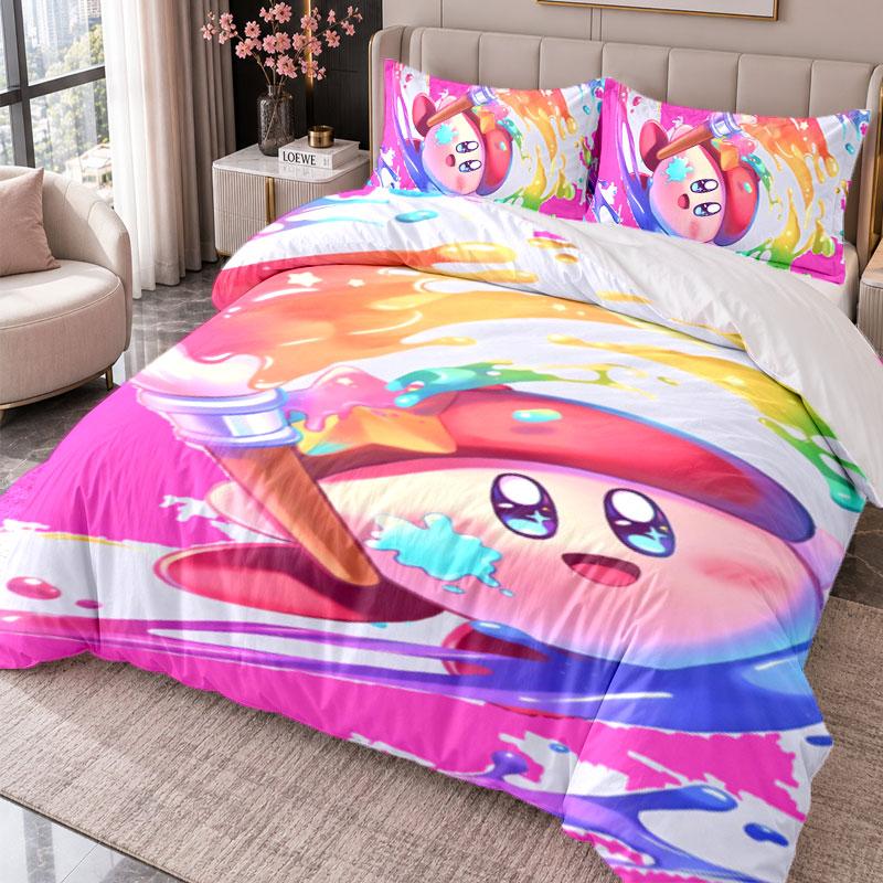 Kirby 3Pcs Bedding Set Duvet Cover With Two Pillowcases For Bedroom Home Decoration