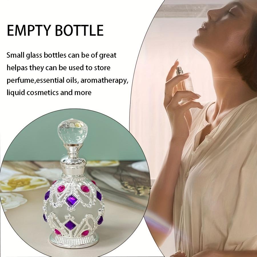 0.51oz Vintage Round Glass Perfume Bottle, Dubai Arabic Style, Home Decor Dresser Ornament, Festive Gift for Women