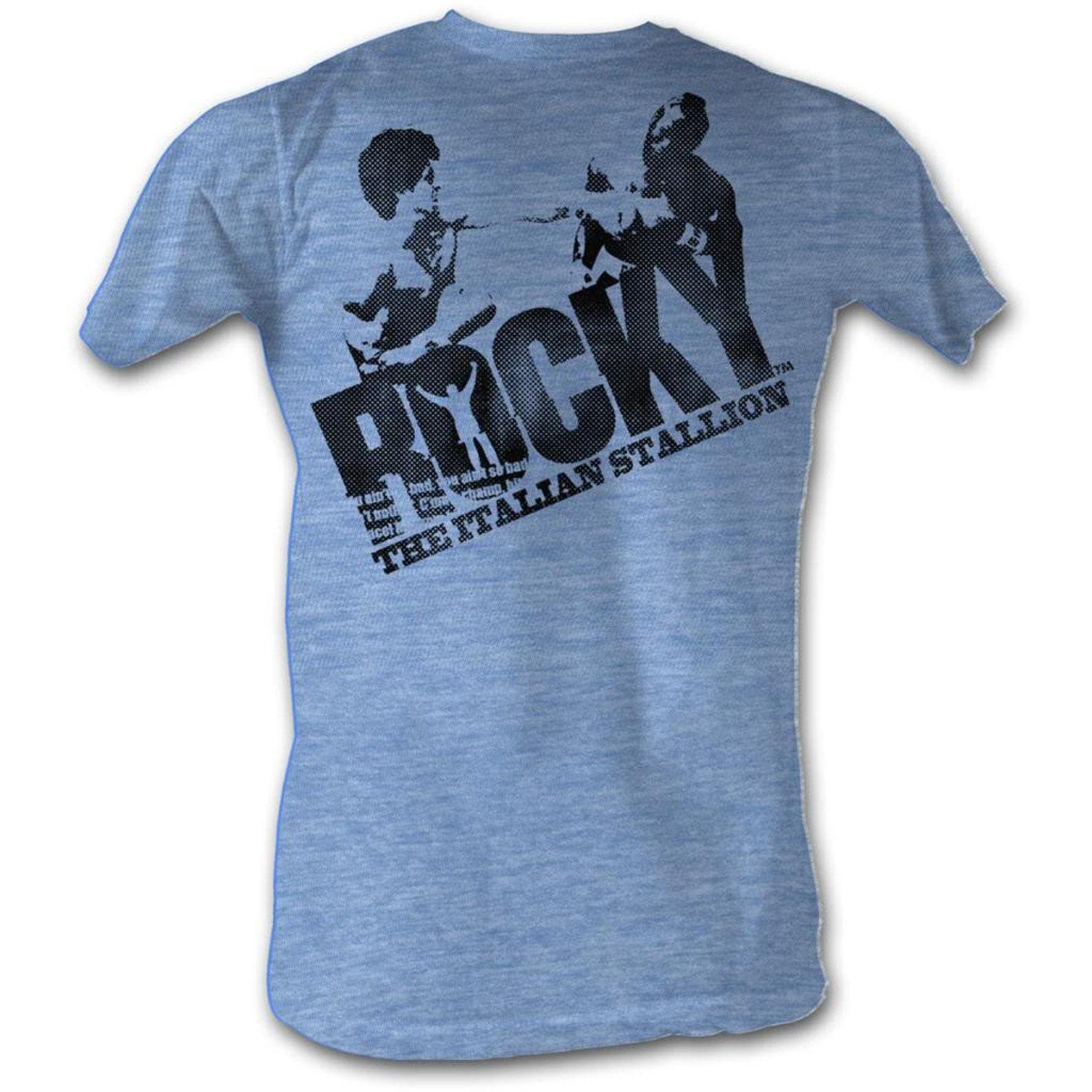Rocky Halftone Logo Light Blue Heather T-Shirt L