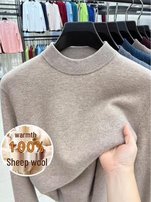 Suéter Masculino de Gola Alta 100% Lã Pura - Tricot Casual de Outono e Inverno