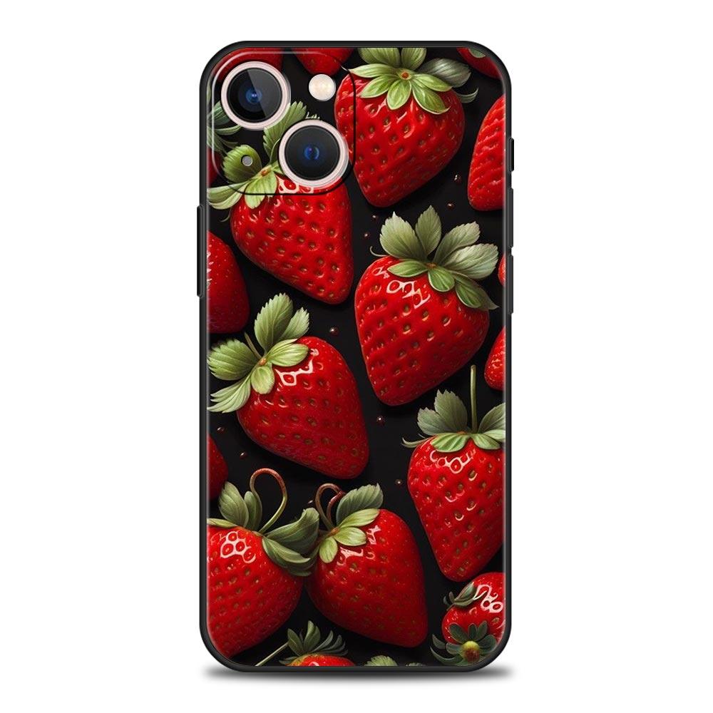 

Summer Strawberry Flowers Print Phone Case For iPhone 17 16E 15 16 14 13 12 11 Pro Max 7 8 Plus Soft TPU Back Cover iPhone 16Pro Max