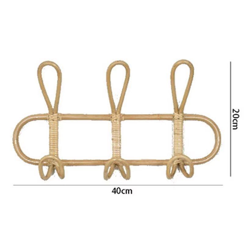 A25F-2X Rattan Wall Hooks - Kids Room Decorative Hanger, Clothes & Hat Organizer, Hanging Storage Rack A