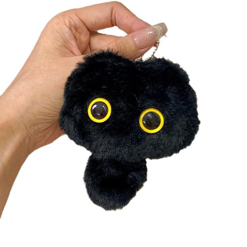 10cm Black Cat Plush Toy Pendant Cute Small Plushie Keychain for School Bag Decoration Plush Toy Doll for Brithday Gifts