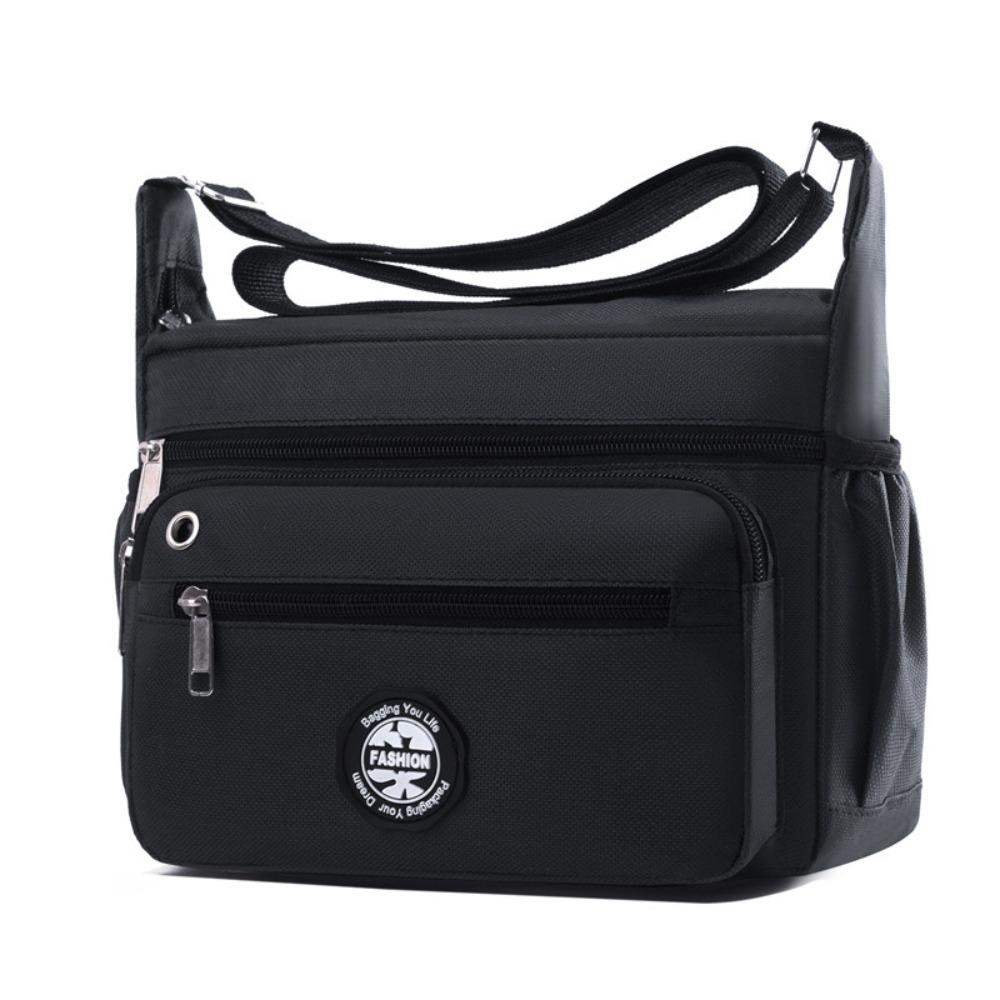 Nylon Korean Style Nylon Bag Multi-layer Zipper Travel Crossbody Bags Square Shape Large Capacity Men s Messenger Bag Men чёрный