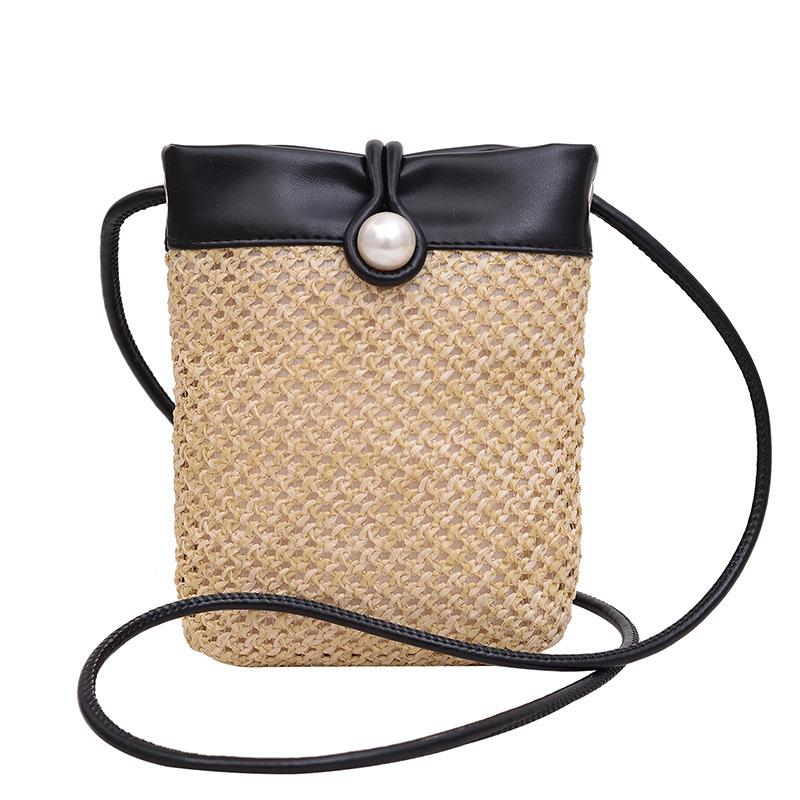 

Корейская версия соломенной плетеной сумки для женщин, лето 2024, новая модная сумка для мобильного телефона, нишевая текстура, сумка-мессенджер через плечо чёрный