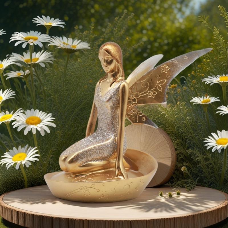 European Resin Flower Fairy Statue Cute Elf Girls Figurines Home Livingroom Table Angel Statue Ornaments Bookshelf Decoration