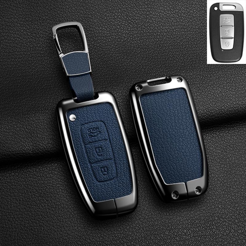 Car Remote Key Case Cover for Hyundai Genesis Coupe Sonata Ix35 for KIA Forte Sportage K2 K5 New Alloy Leather Auto Accessories