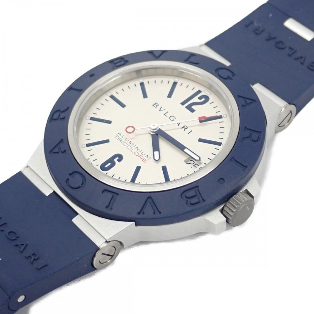 Bvlgari 103514 Uhren Gummi Herren weißes Zifferblatt